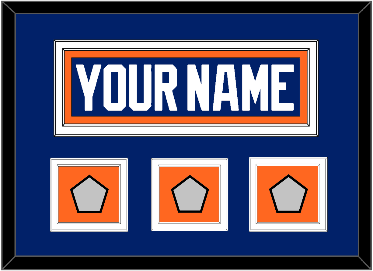 Edmonton Nameplate & 3 Stanley Cup Champions Patches - Road Blue (1981-1994) - Signature Tier 2