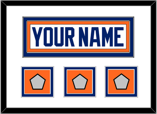 Edmonton Nameplate & 3 Stanley Cup Champions Patches - Home White (1981-1994) - Signature Tier 1