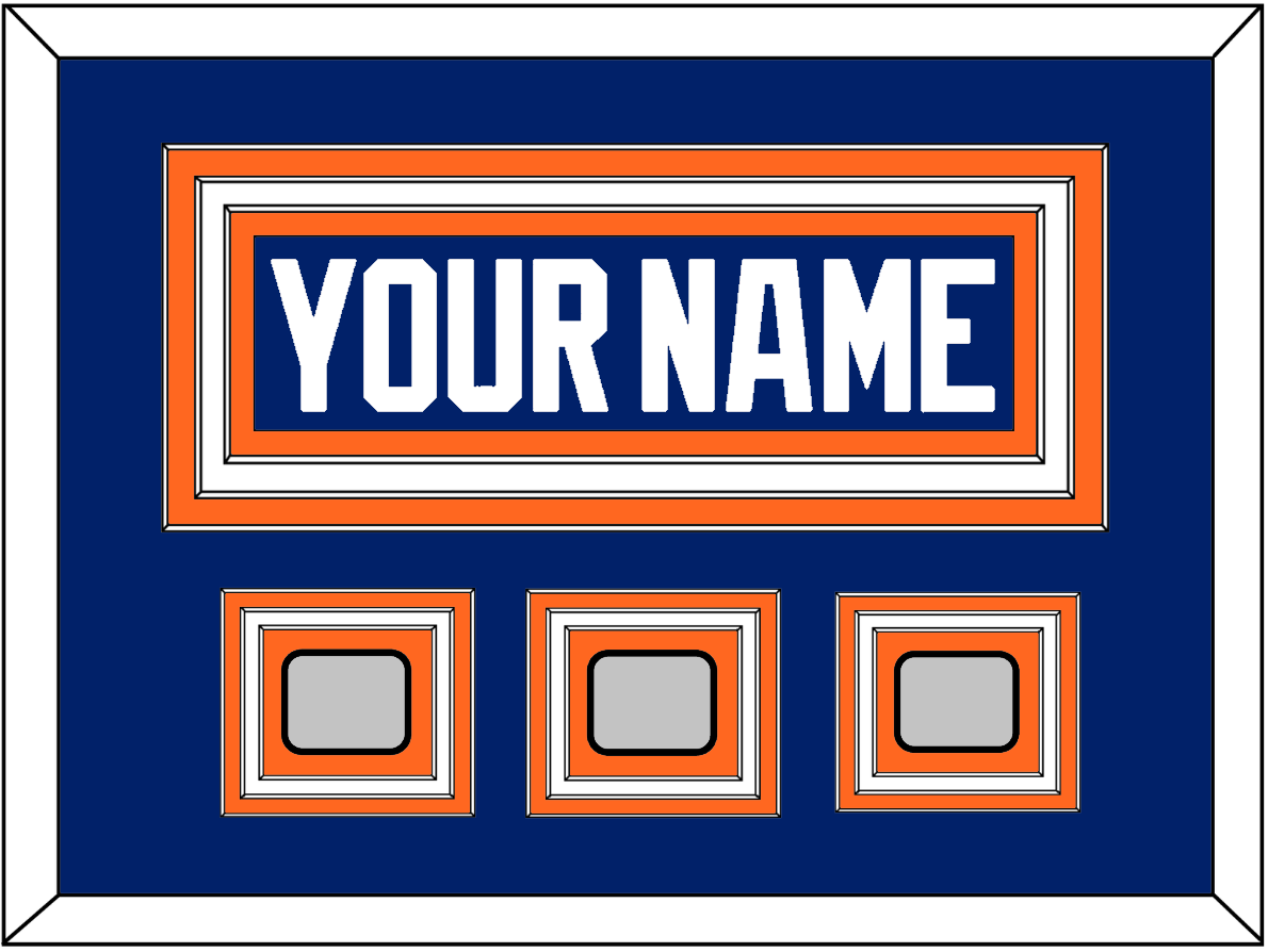 Edmonton Nameplate & 3 Stanley Cup Champions Patches - Road Blue (1981-1994) - Premier Tier 1
