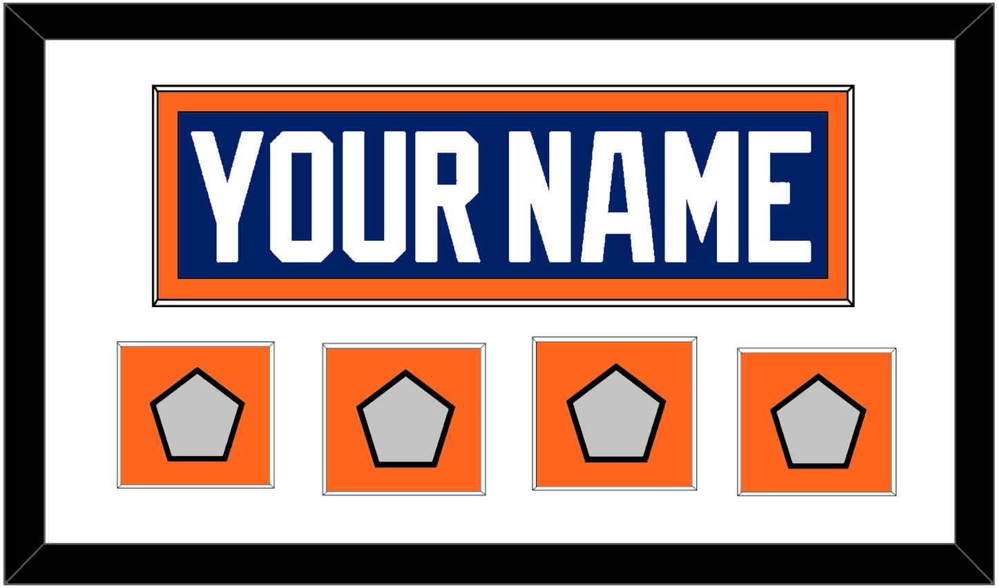 Edmonton Nameplate & 4 Stanley Cup Champions Patches - Road Blue (1981-1994) - Essential Tier 1