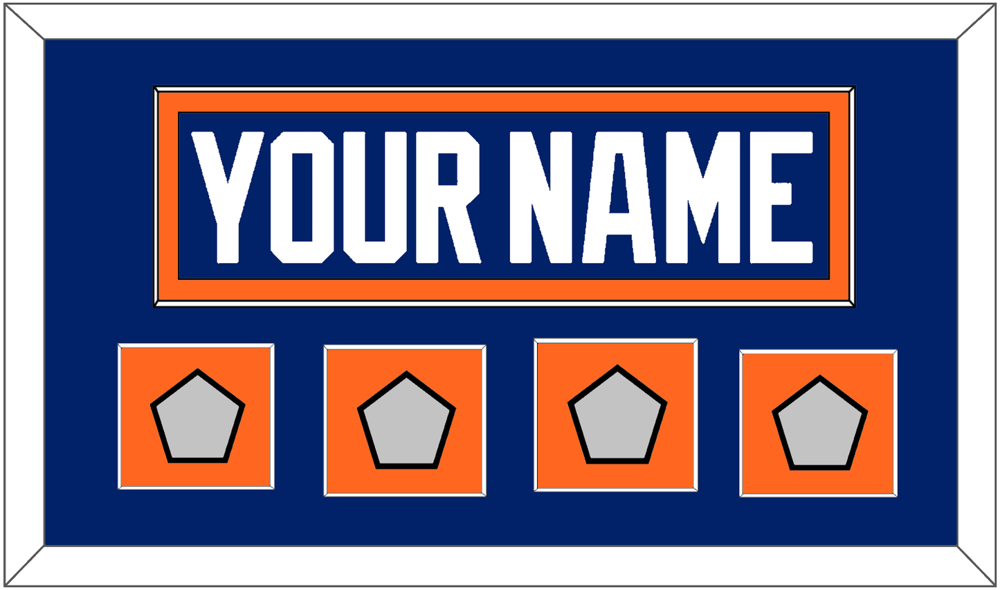 Edmonton Nameplate & 4 Stanley Cup Champions Patches - Road Blue (1981-1994) - Essential Tier 2