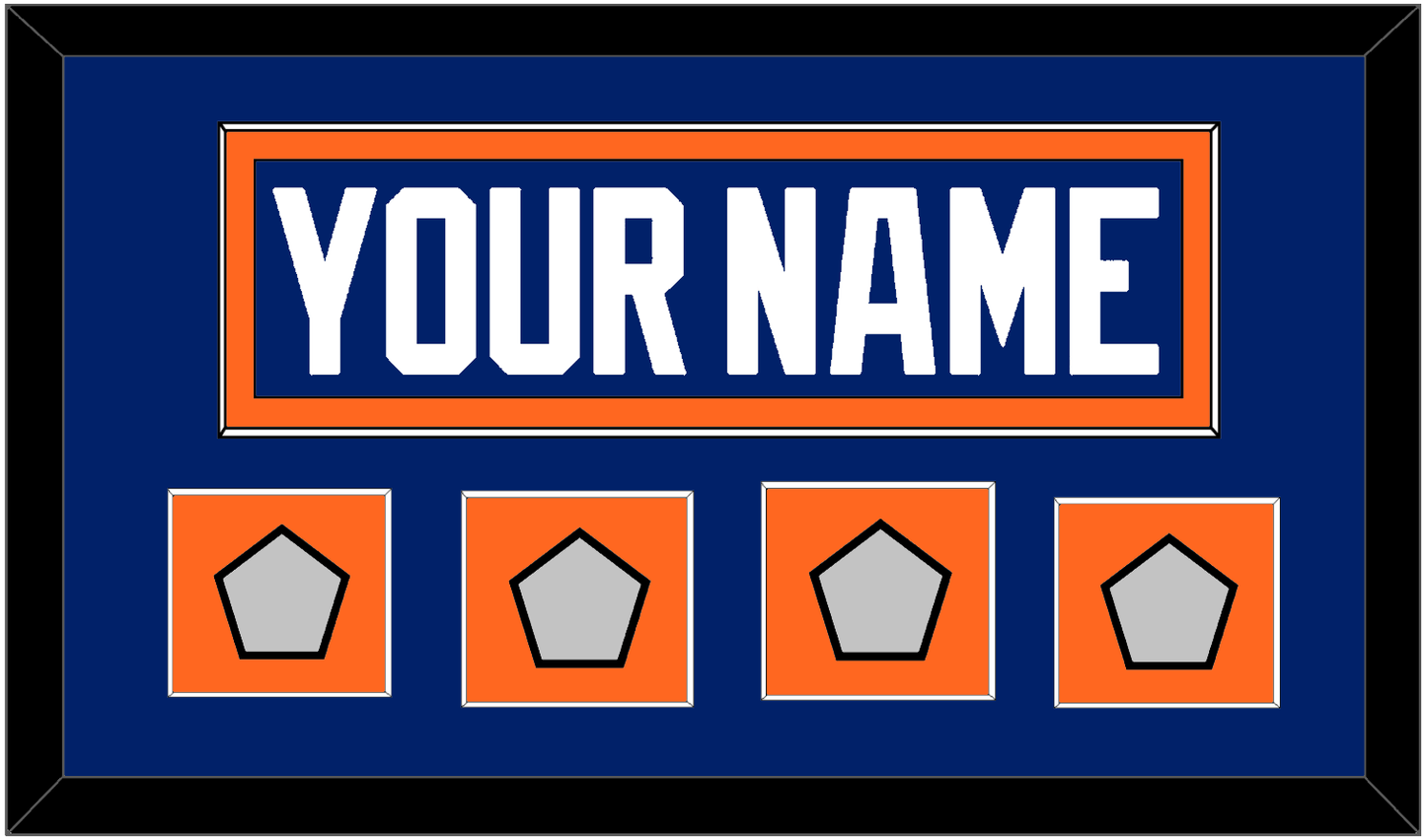 Edmonton Nameplate & 4 Stanley Cup Champions Patches - Road Blue (1981-1994) - Essential Tier 2