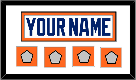 Edmonton Nameplate & 4 Stanley Cup Champions Patches - Home White (1981-1994) - Essential Tier 1
