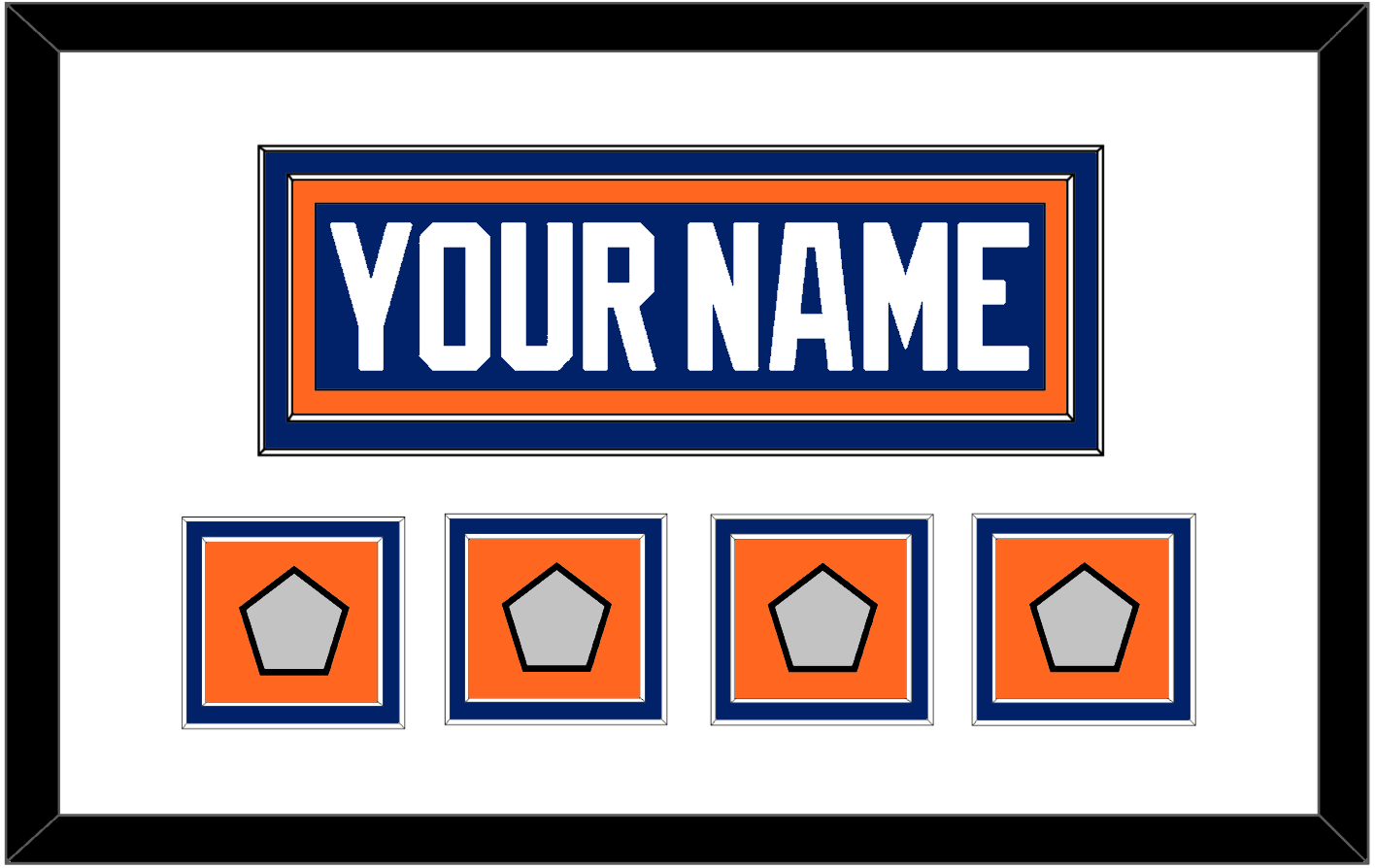 Edmonton Nameplate & 4 Stanley Cup Champions Patches - Road Blue (1981-1994) - Signature Tier 1