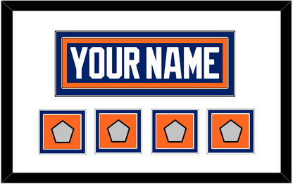 Edmonton Nameplate & 4 Stanley Cup Champions Patches - Road Blue (1981-1994) - Signature Tier 1