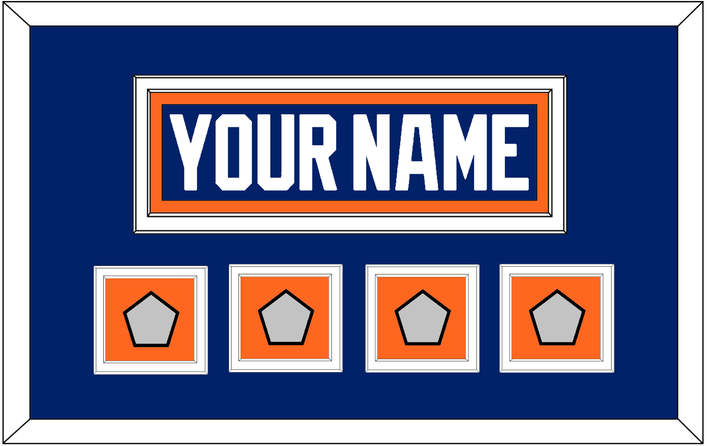 Edmonton Nameplate & 4 Stanley Cup Champions Patches - Road Blue (1981-1994) - Signature Tier 2