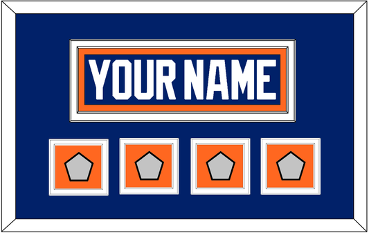 Edmonton Nameplate & 4 Stanley Cup Champions Patches - Road Blue (1981-1994) - Signature Tier 2