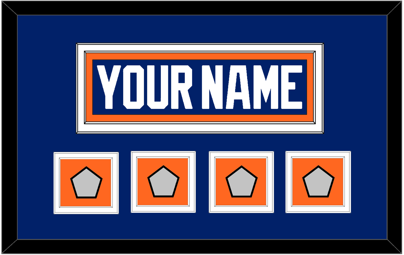 Edmonton Nameplate & 4 Stanley Cup Champions Patches - Road Blue (1981-1994) - Signature Tier 2