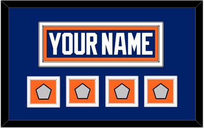 Edmonton Nameplate & 4 Stanley Cup Champions Patches - Road Blue (1981-1994) - Signature Tier 2
