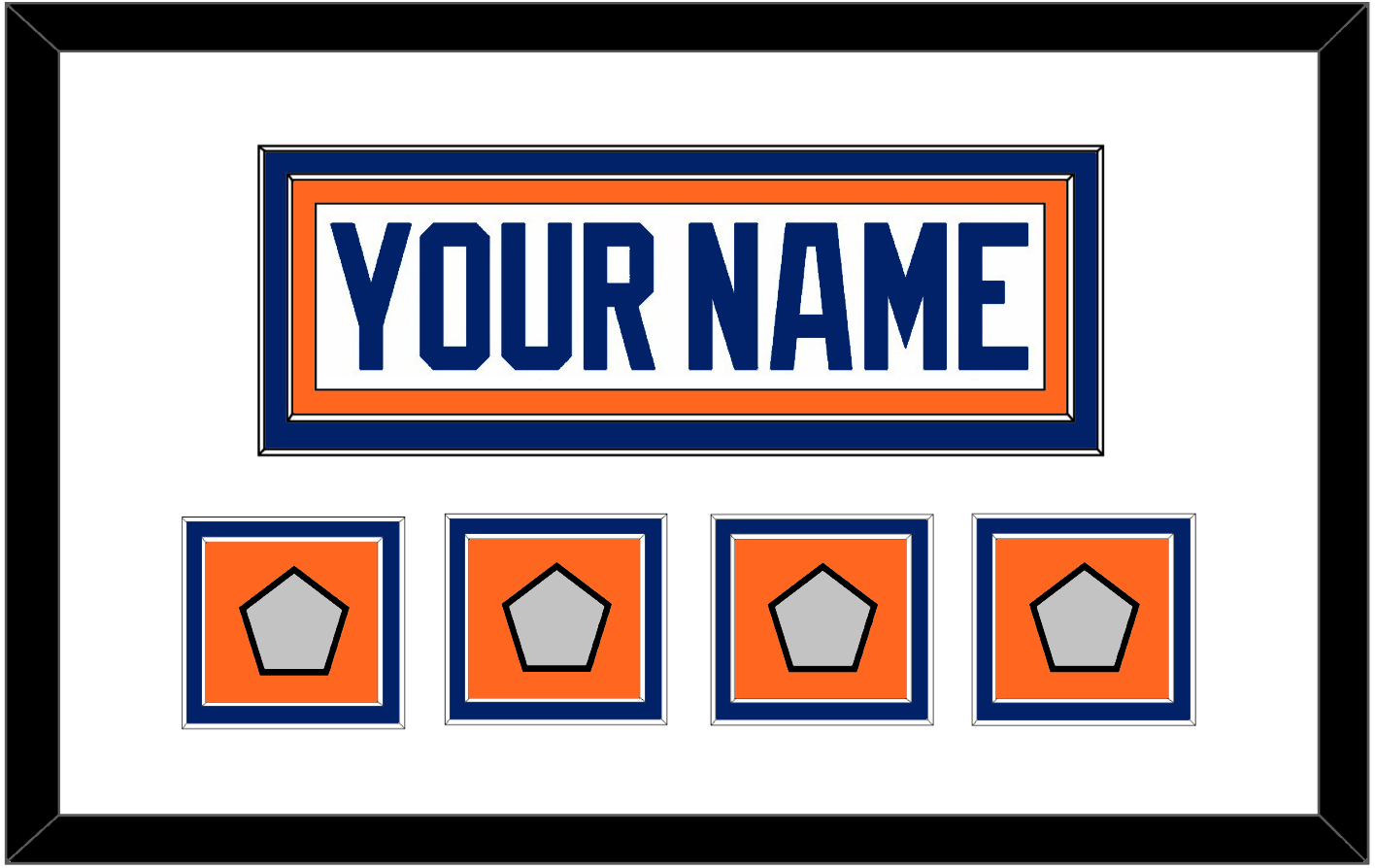 Edmonton Nameplate & 4 Stanley Cup Champions Patches - Home White (1981-1994) - Signature Tier 1