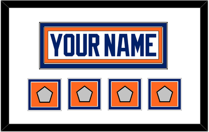 Edmonton Nameplate & 4 Stanley Cup Champions Patches - Home White (1981-1994) - Signature Tier 1