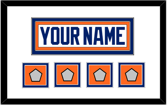 Edmonton Nameplate & 4 Stanley Cup Champions Patches - Home White (1981-1994) - Signature Tier 1
