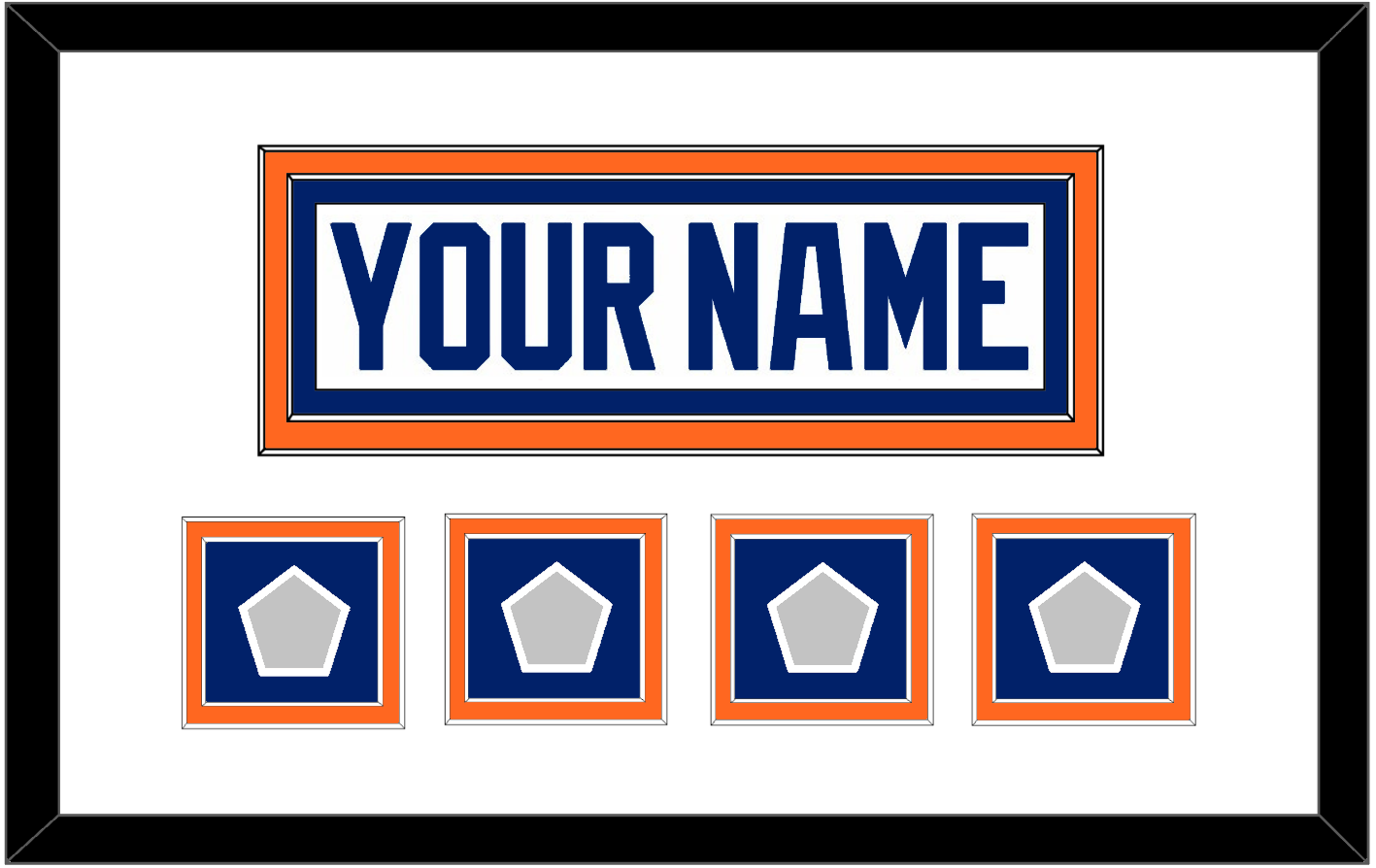 Edmonton Nameplate & 4 Stanley Cup Champions Patches - Home White (1981-1994) - Signature Tier 2