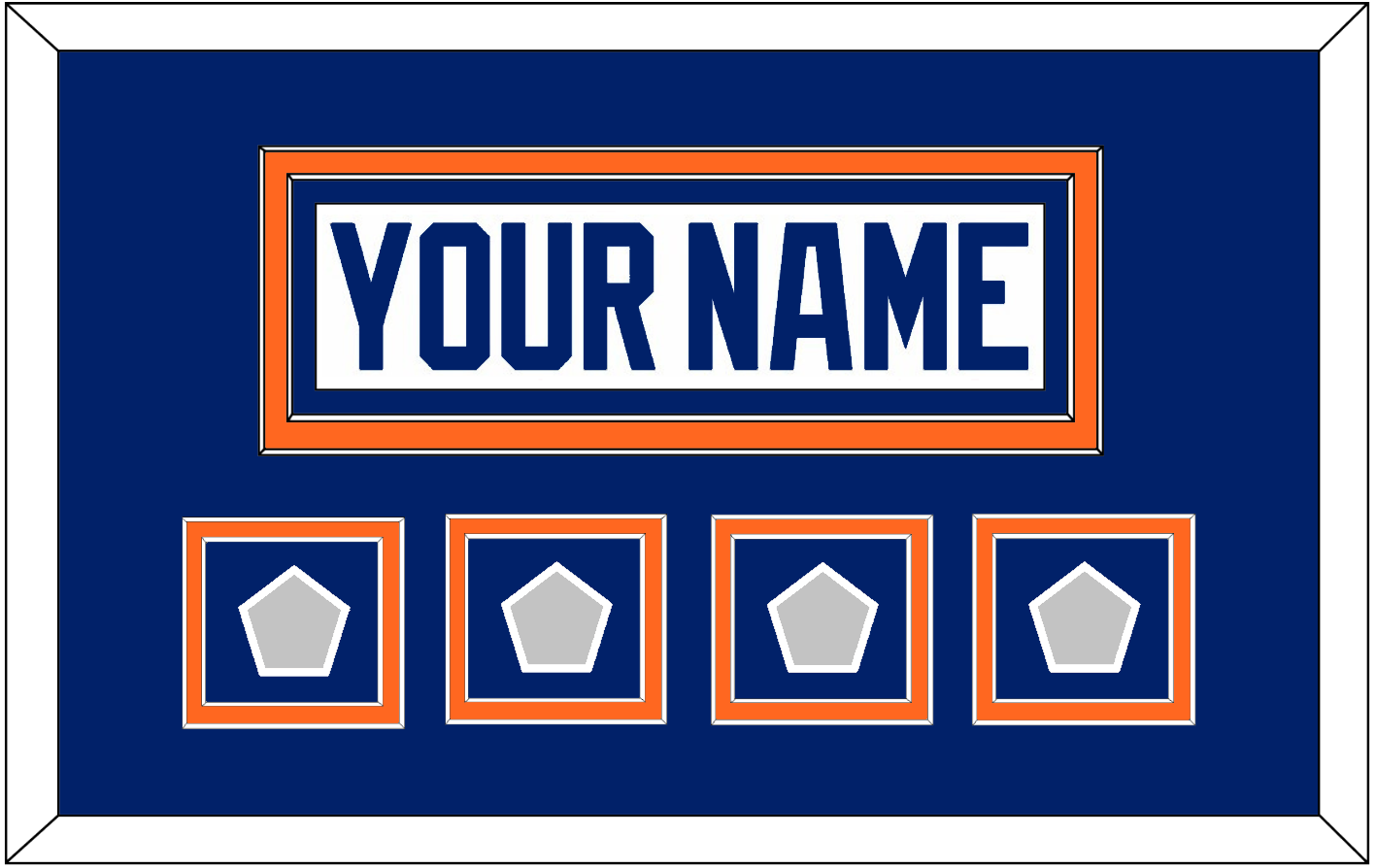 Edmonton Nameplate & 4 Stanley Cup Champions Patches - Home White (1981-1994) - Signature Tier 3