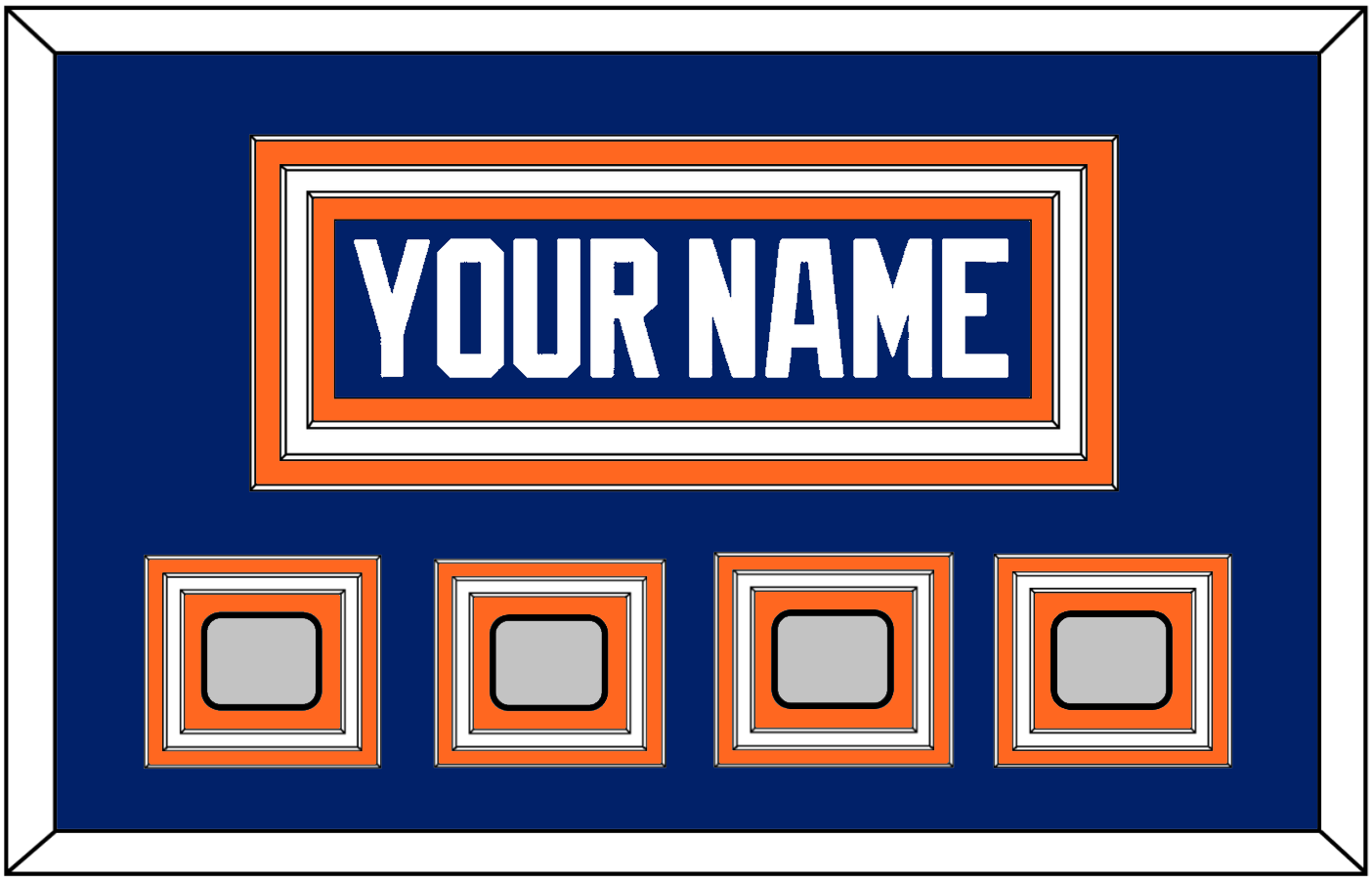 Edmonton Nameplate & 4 Stanley Cup Champions Patches - Road Blue (1981-1994) - Premier Tier 1