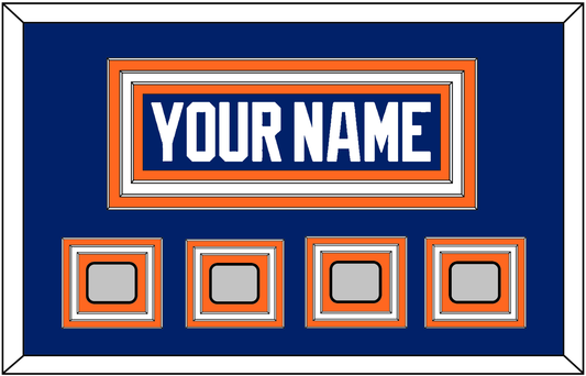 Edmonton Nameplate & 4 Stanley Cup Champions Patches - Road Blue (1981-1994) - Premier Tier 1