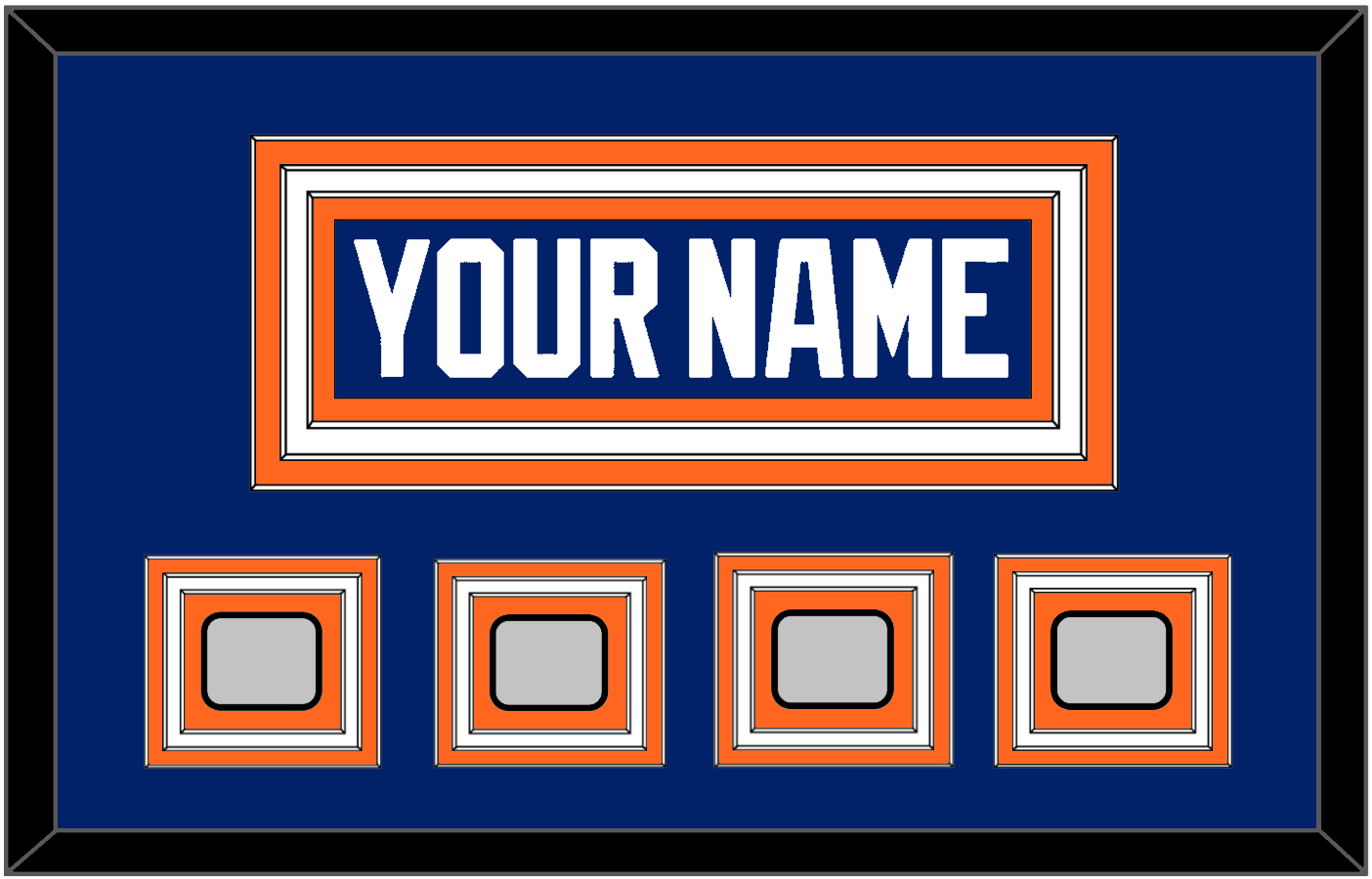 Edmonton Nameplate & 4 Stanley Cup Champions Patches - Road Blue (1981-1994) - Premier Tier 1