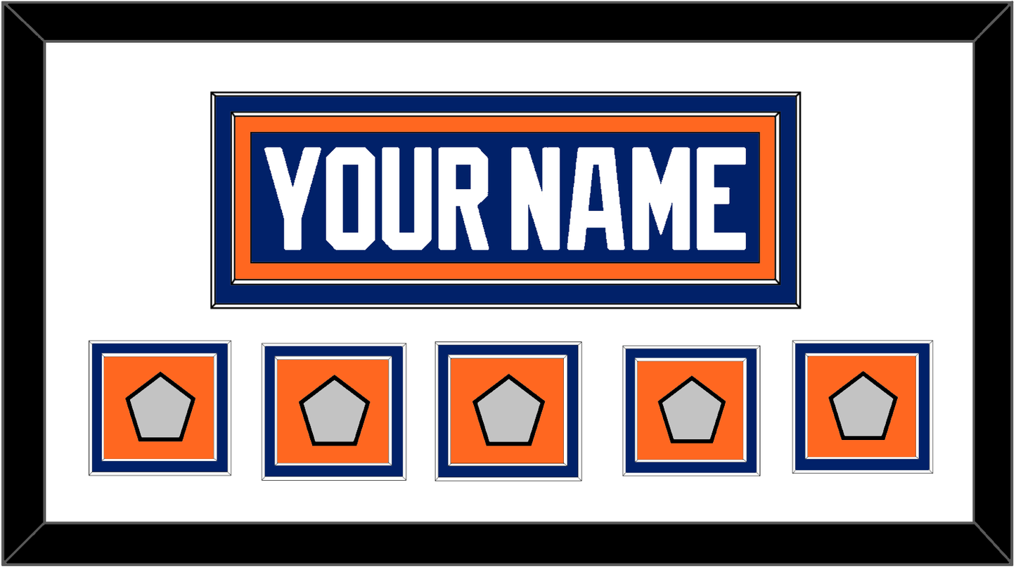 Edmonton Nameplate & 5 Stanley Cup Champions Patches - Road Blue (1981-1994) - Signature Tier 1