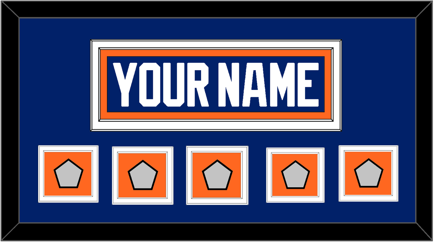 Edmonton Nameplate & 5 Stanley Cup Champions Patches - Road Blue (1981-1994) - Signature Tier 2