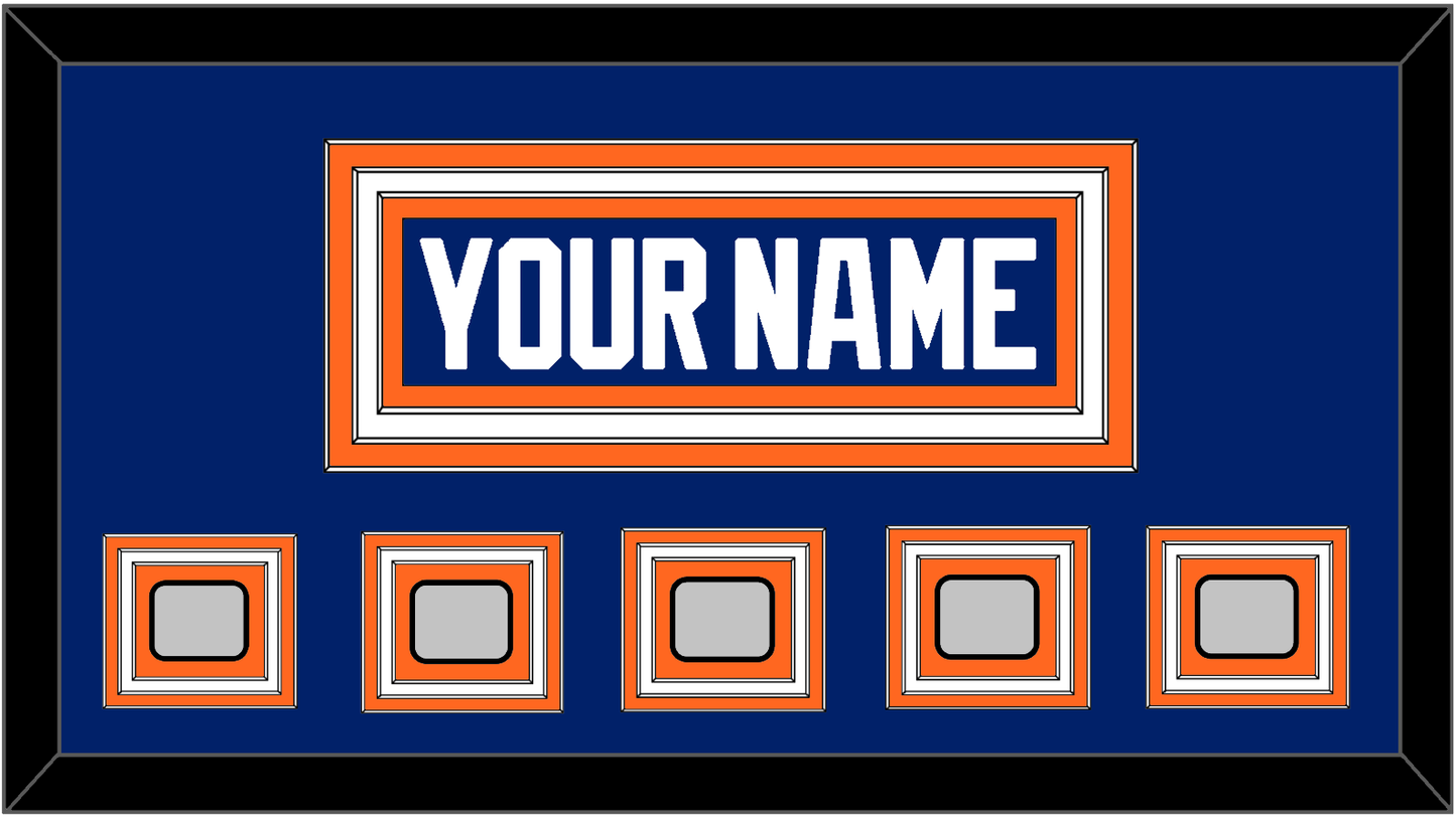 Edmonton Nameplate & 5 Stanley Cup Champions Patches - Road Blue (1981-1994) - Premier Tier 1