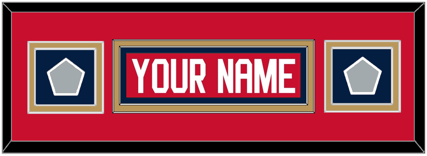 Florida Nameplate & 2 Stanley Cup Finals Patches - Home Red - Signature Tier 4