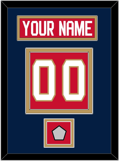 Florida Nameplate, Number (Back) & Back To Back Stanley Cup Champions Patch - Home Red - Signature Tier 3