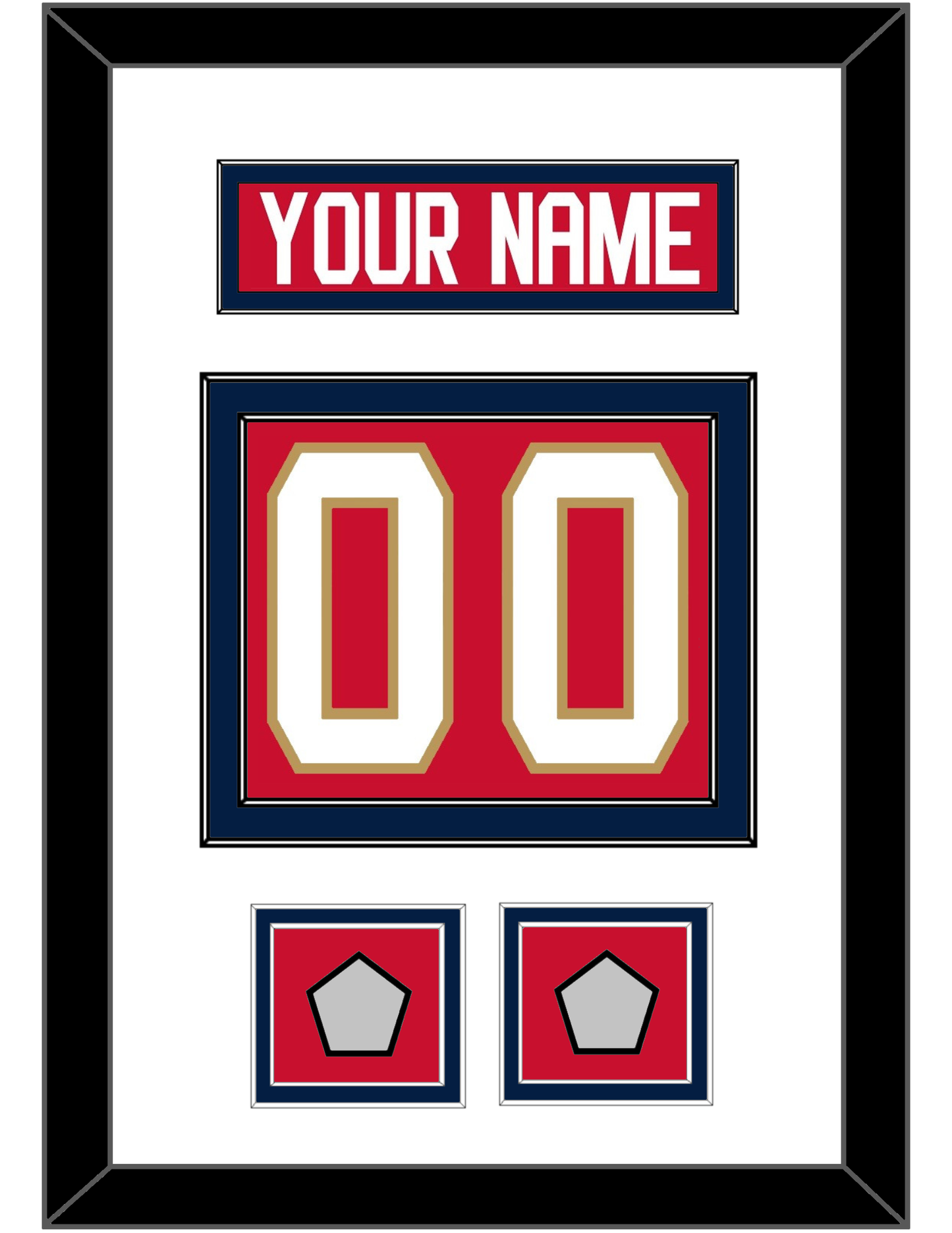 Florida Nameplate, Number (Back) & 2 Stanley Cup Champions Patches - Home Red - Signature Tier 1