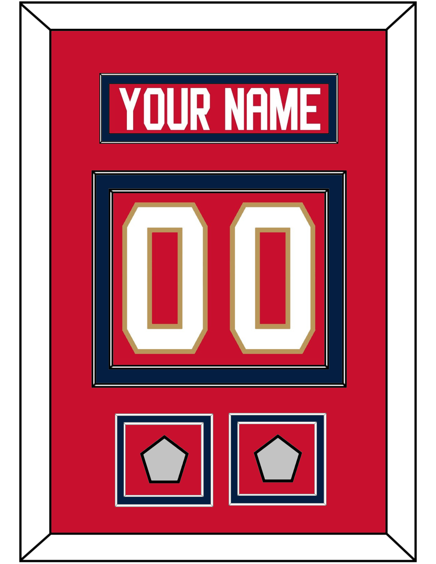 Florida Nameplate, Number (Back) & 2 Stanley Cup Finals Patches - Home Red - Signature Tier 2