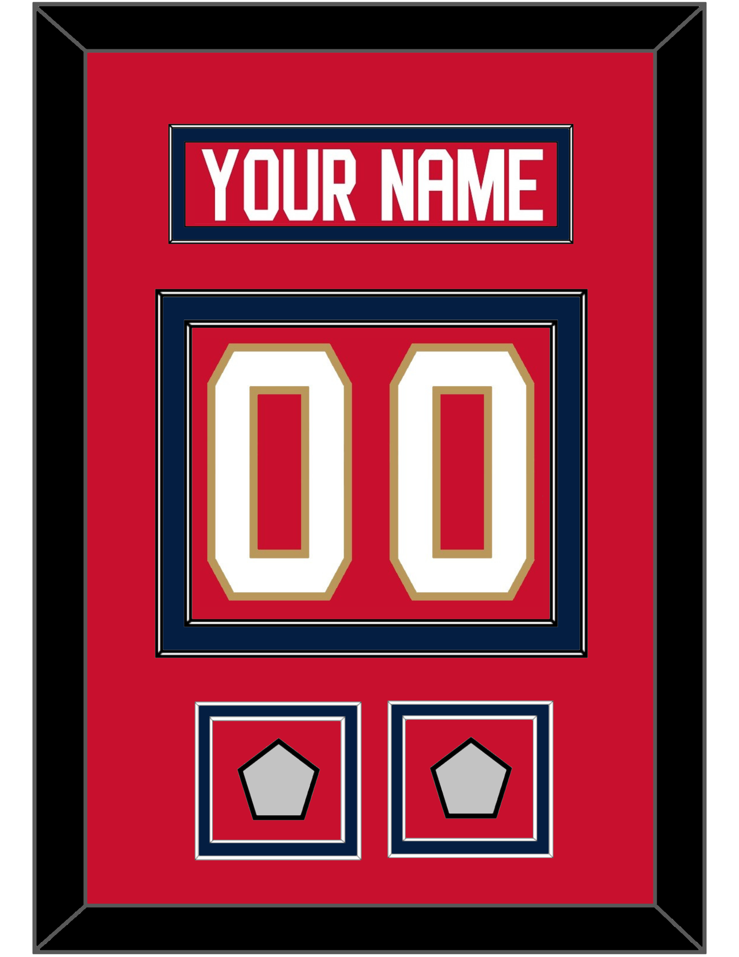 Florida Nameplate, Number (Back) & 2 Stanley Cup Finals Patches - Home Red - Signature Tier 2