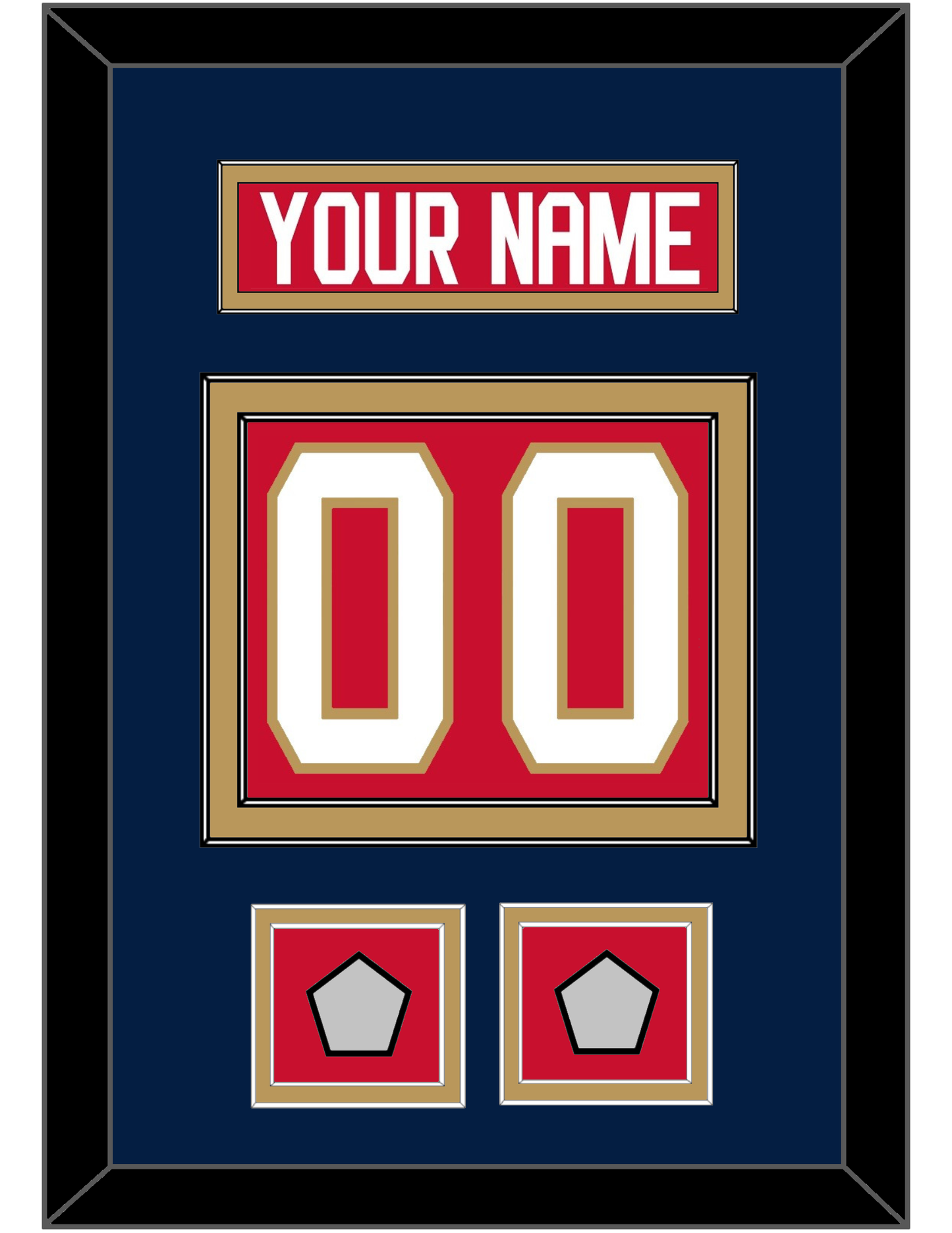 Florida Nameplate, Number (Back) & 2 Stanley Cup Champions Patches - Home Red - Signature Tier 3