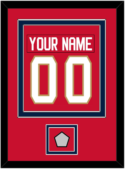 Florida Nameplate & Number (Back) Combined, With Back To Back Stanley Cup Champions Patch - Home Red - Signature Tier 2