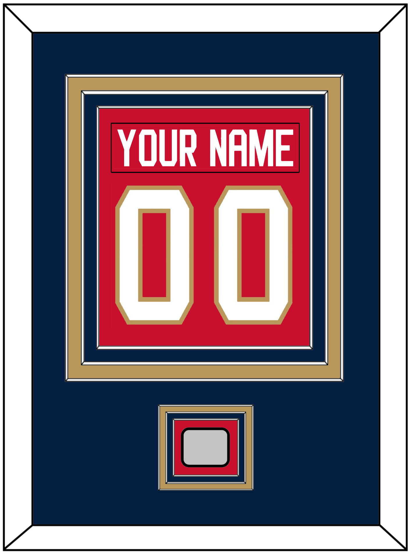Florida Nameplate & Number (Back) Combined, With Back To Back Stanley Cup Champions Patch - Home Red - Premier Tier 3