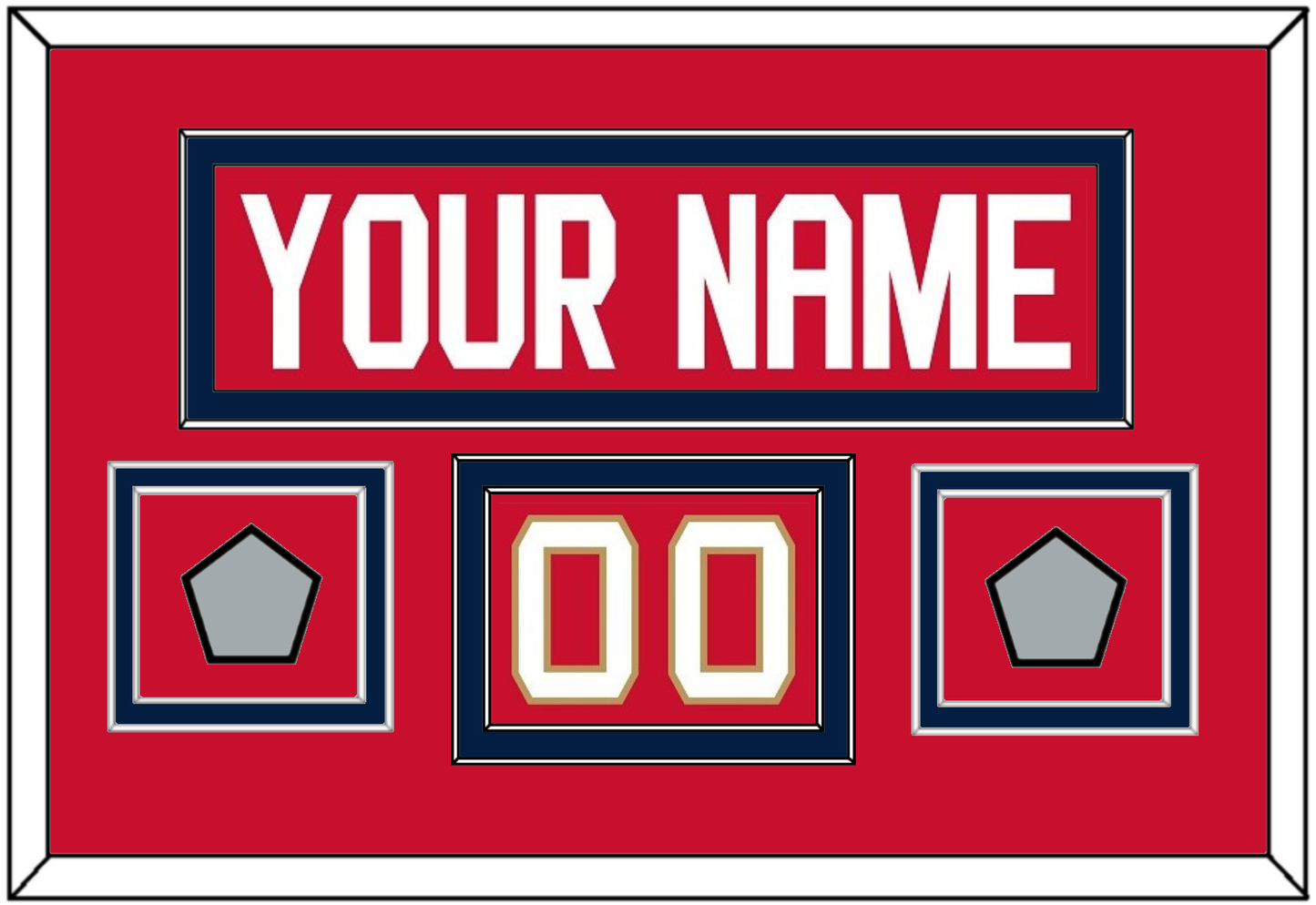 Florida Nameplate, Number (Shoulder) & 2 Stanley Cup Finals Patches - Home Red - Signature Tier 2