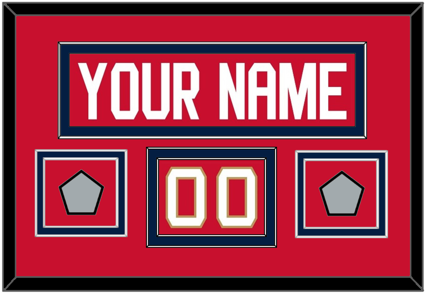 Florida Nameplate, Number (Shoulder) & 2 Stanley Cup Champions Patches - Home Red - Signature Tier 2