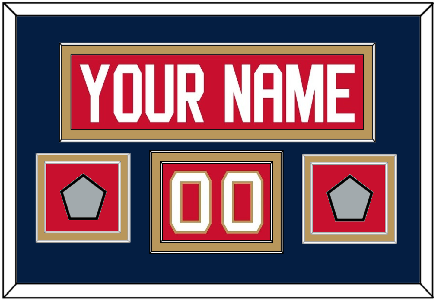 Florida Nameplate, Number (Shoulder) & 2 Stanley Cup Finals Patches - Home Red - Signature Tier 3