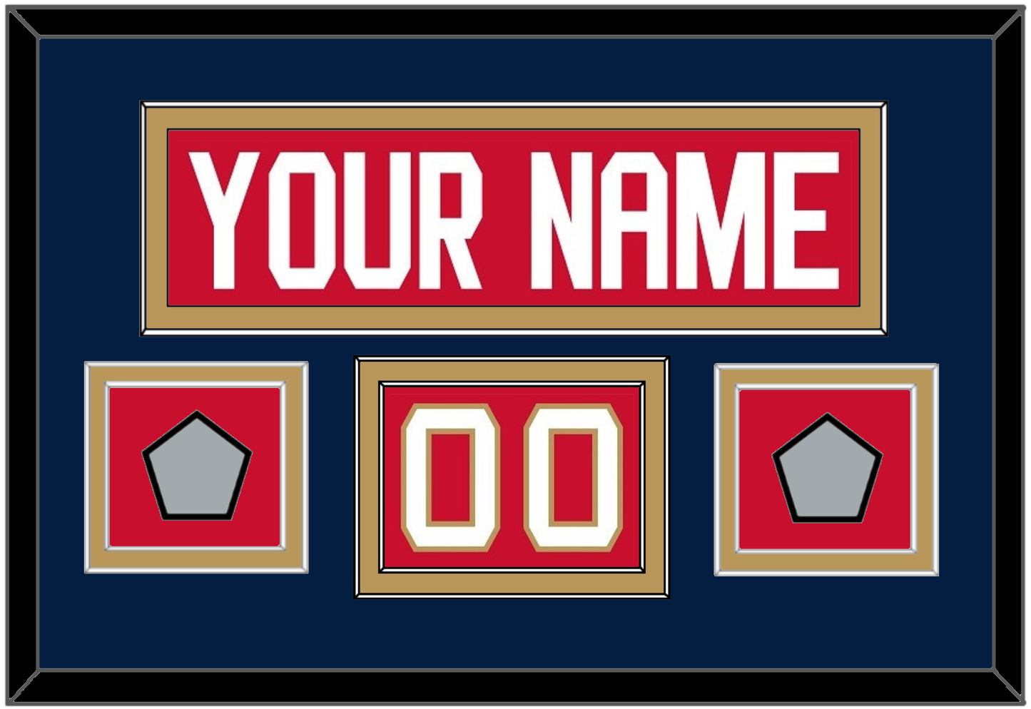 Florida Nameplate, Number (Shoulder) & 2 Stanley Cup Finals Patches - Home Red - Signature Tier 3