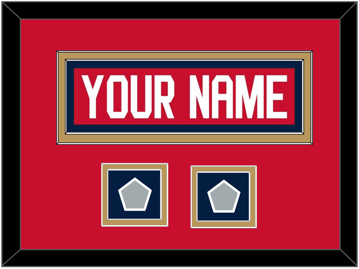 Florida Nameplate & 2 Stanley Cup Finals Patches - Home Red - Signature Tier 3