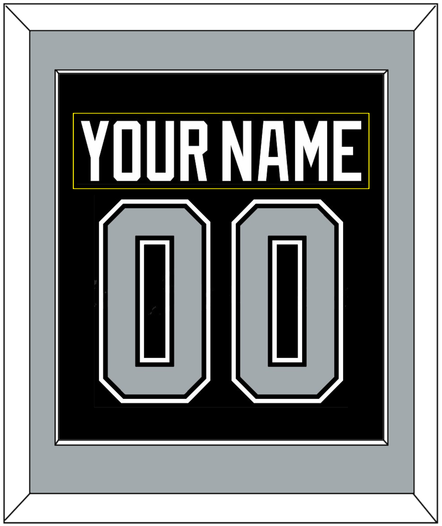 Los Angeles Nameplate & Number (Back) Combined - Road Black (1992-1998) - Essential Tier 2