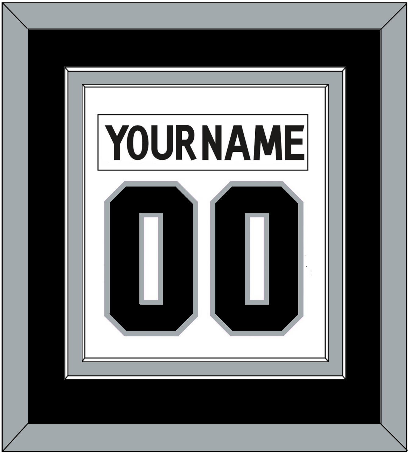 Los Angeles Nameplate & Number (Back) Combined - Road White (2011-2017) - Signature Tier 3