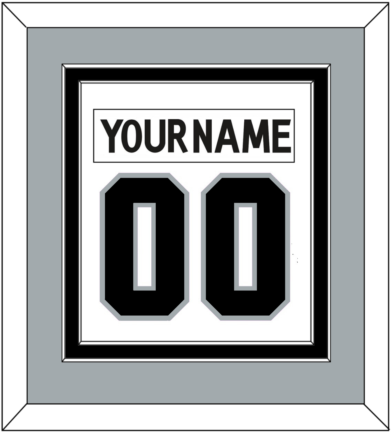 Los Angeles Nameplate & Number (Back) Combined - Road White (2017-2024) - Signature Tier 4