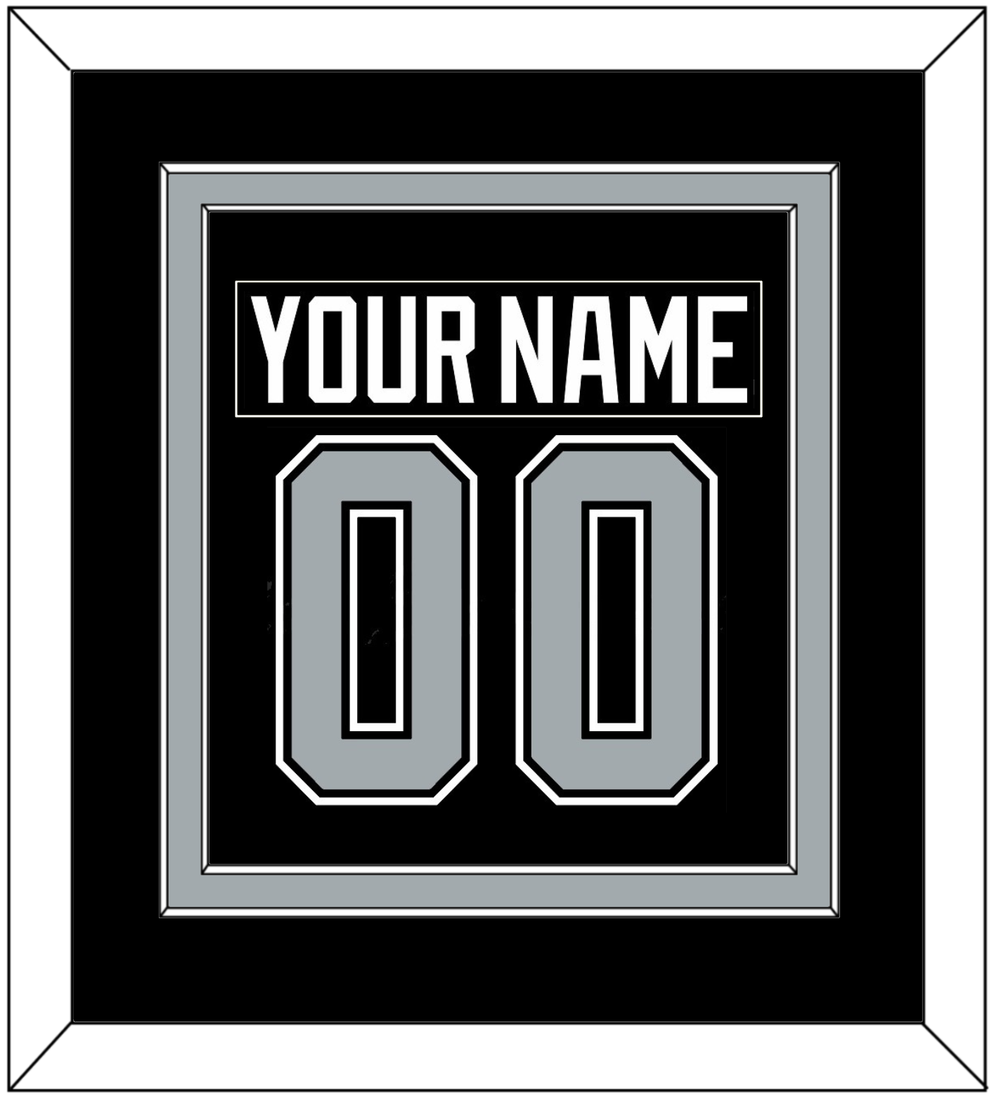 Los Angeles Nameplate & Number (Back) Combined - Road Black (1992-1998) - Signature Tier 2