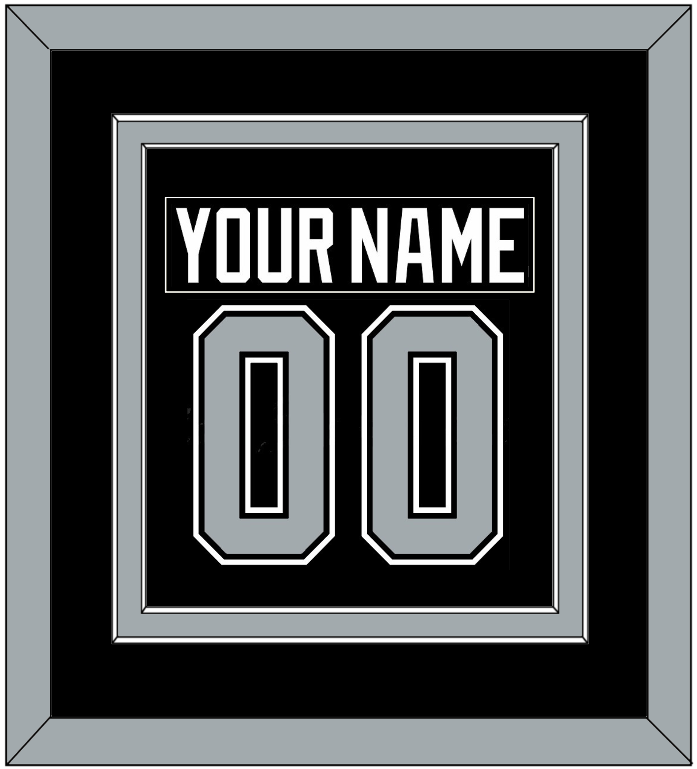 Los Angeles Nameplate & Number (Back) Combined - Road Black (1992-1998) - Signature Tier 2