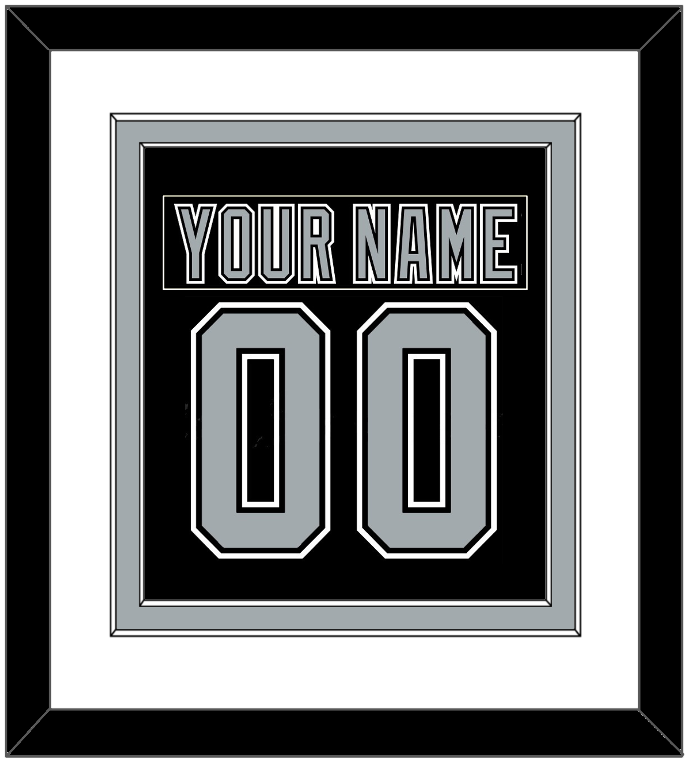 Los Angeles Nameplate & Number (Back) Combined - Road Black (1991-1992) - Signature Tier 1