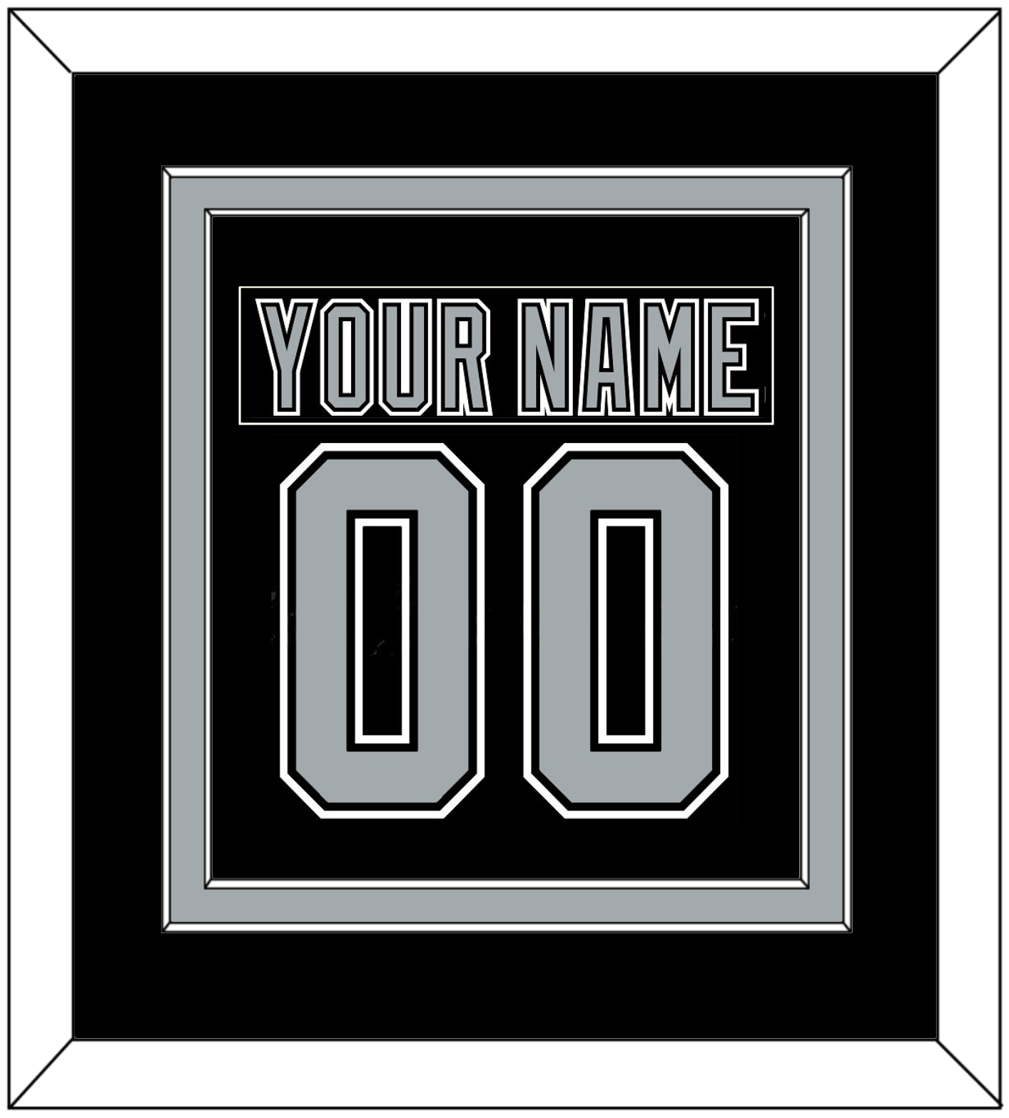 Los Angeles Nameplate & Number (Back) Combined - Road Black (1991-1992) - Signature Tier 2