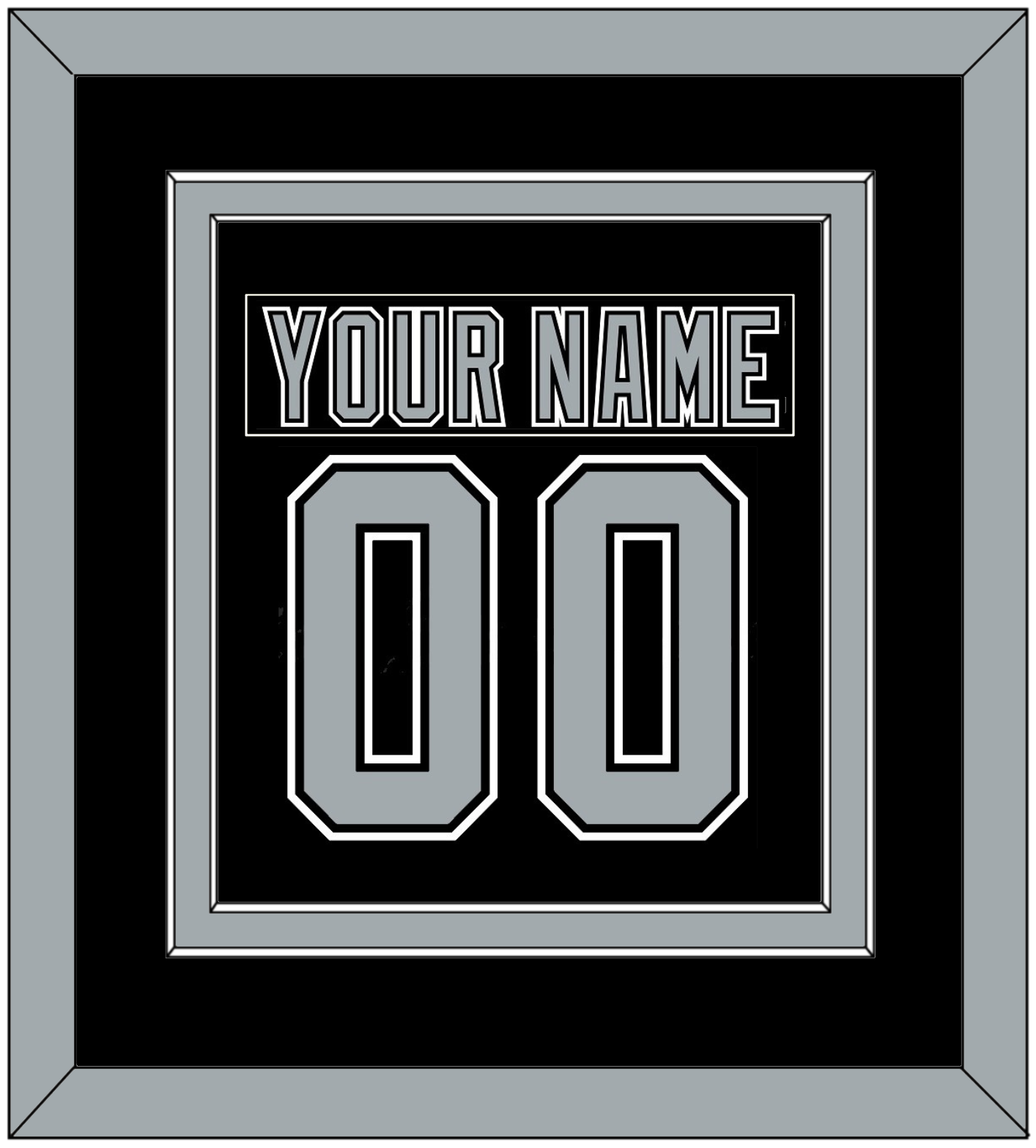 Los Angeles Nameplate & Number (Back) Combined - Road Black (1991-1992) - Signature Tier 2