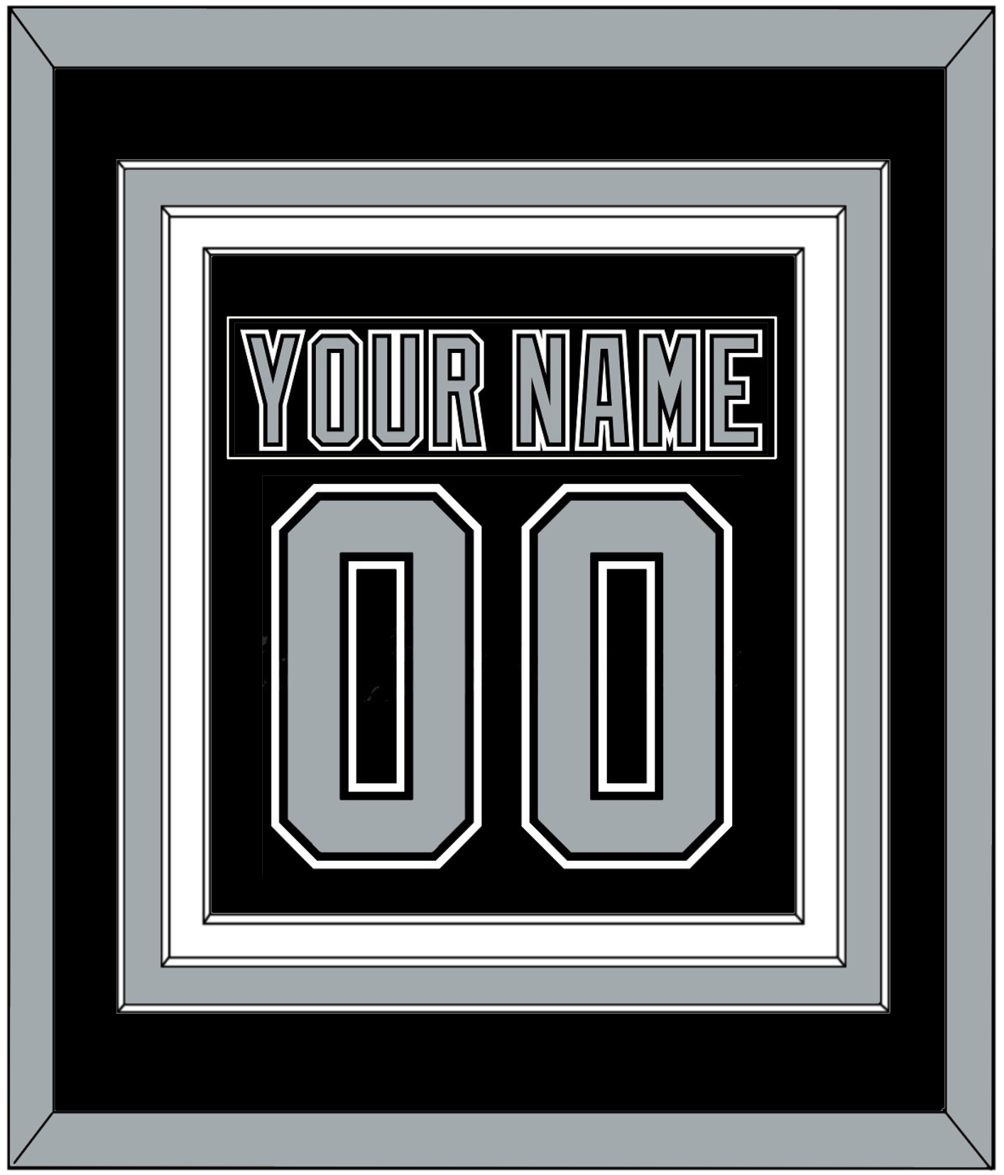 Los Angeles Nameplate & Number (Back) Combined - Road Black (1991-1992) - Premier Tier 2
