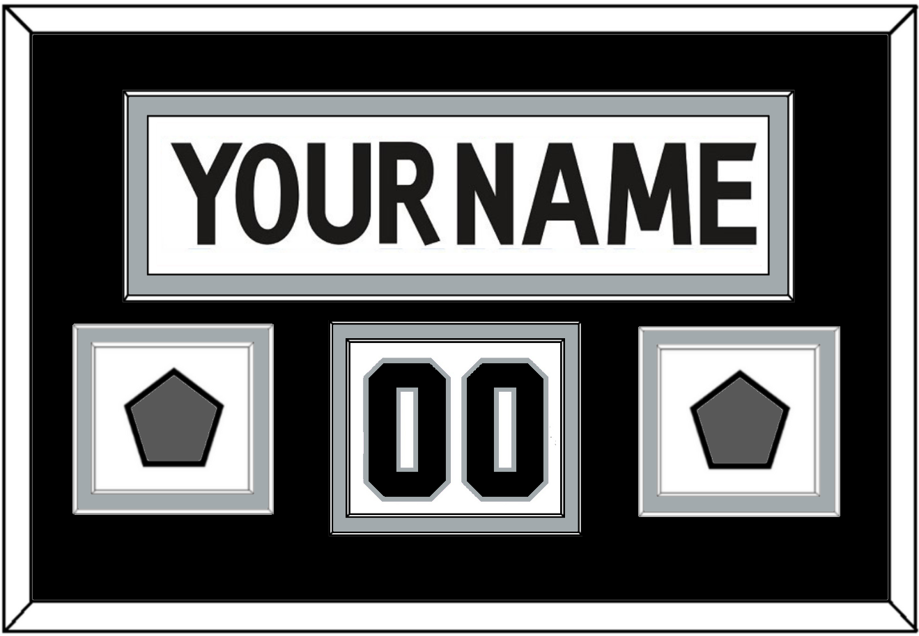 Los Angeles Nameplate, Number (Shoulder) With 2 Stanley Cup Champions Patches - Road White (2011-2017) - Signature Tier 3