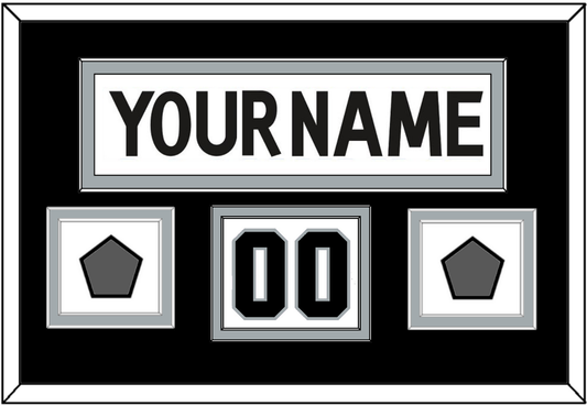 Los Angeles Nameplate, Number (Shoulder) With 2 Stanley Cup Champions Patches - Road White (2011-2017) - Signature Tier 3