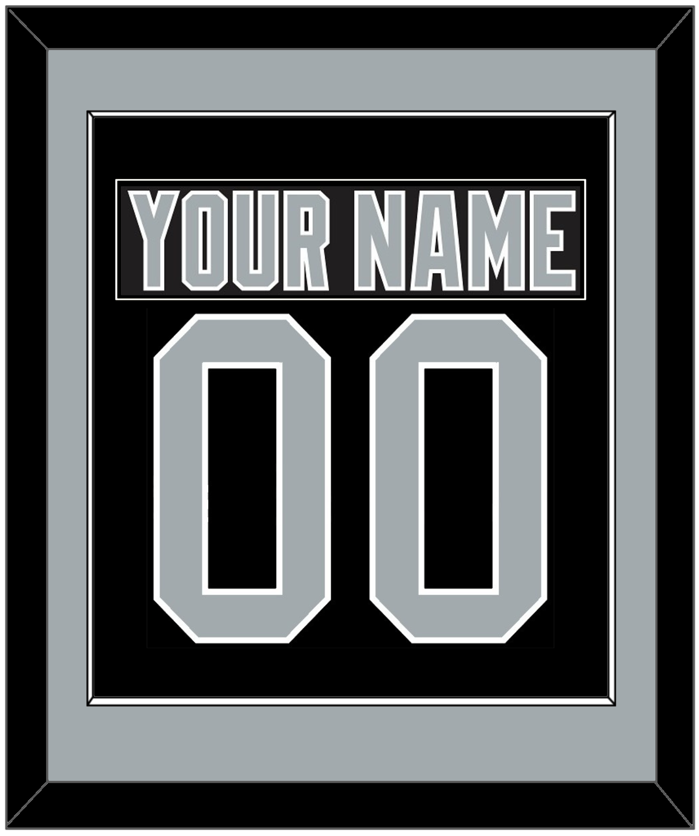 Los Angeles Nameplate & Number (Back) Combined - Road Black (1988-1991) - Essential Tier 2