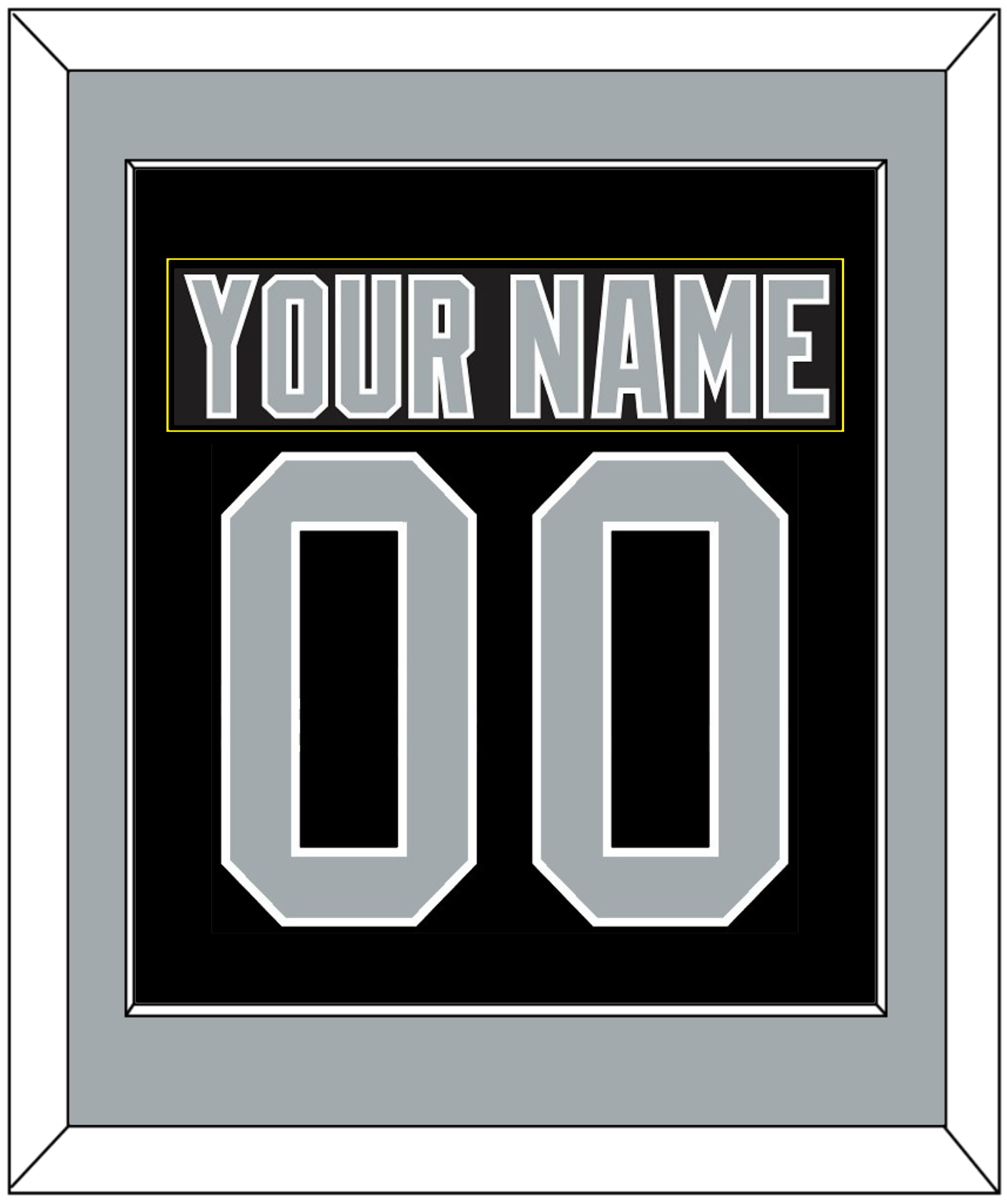 Los Angeles Nameplate & Number (Back) Combined - Road Black (1988-1991) - Essential Tier 2